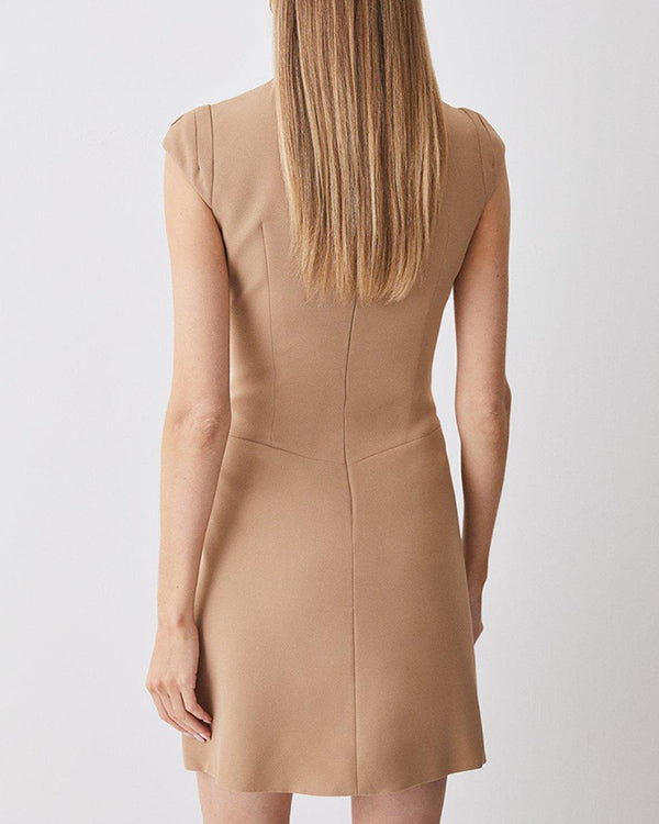 Robe Courte Chic Col Rond Plissée