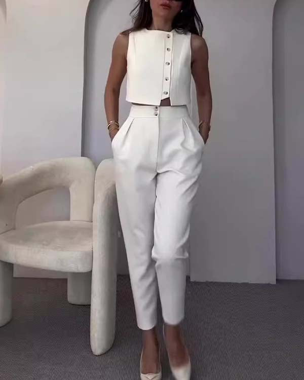 Ensemble Top Boutonné et Pantalon