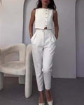 Ensemble Top Boutonné et Pantalon