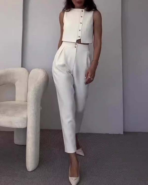 Ensemble Top Boutonné et Pantalon
