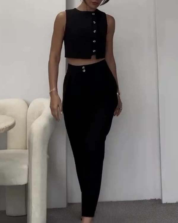 Ensemble Top Boutonné et Pantalon