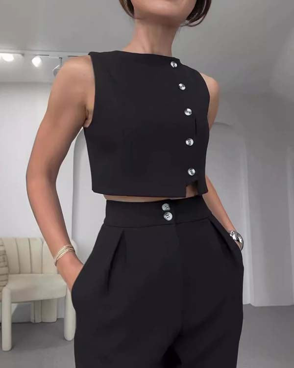 Ensemble Top Boutonné et Pantalon