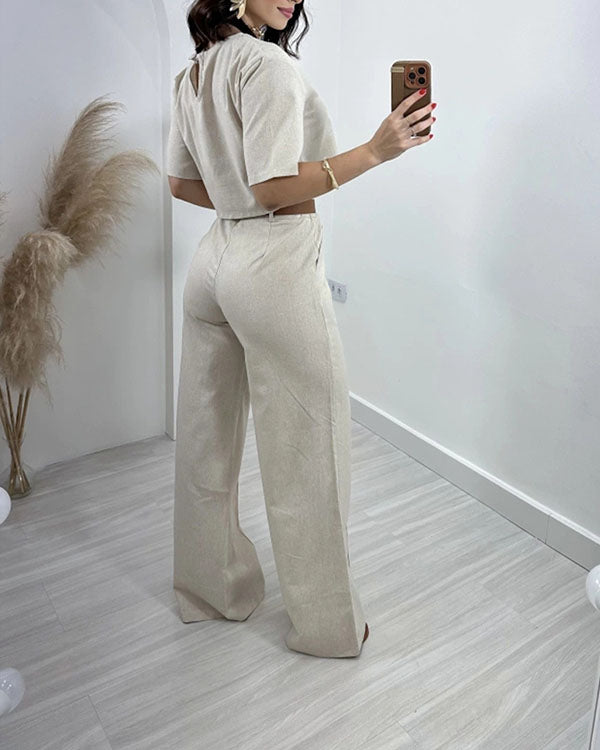 Ensemble T-Shirt et Pantalon, Col Rond