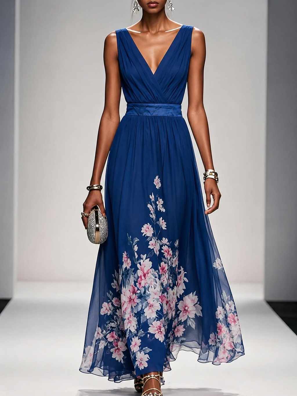 Mica · Robe Maxi Fleurie Sans Manches