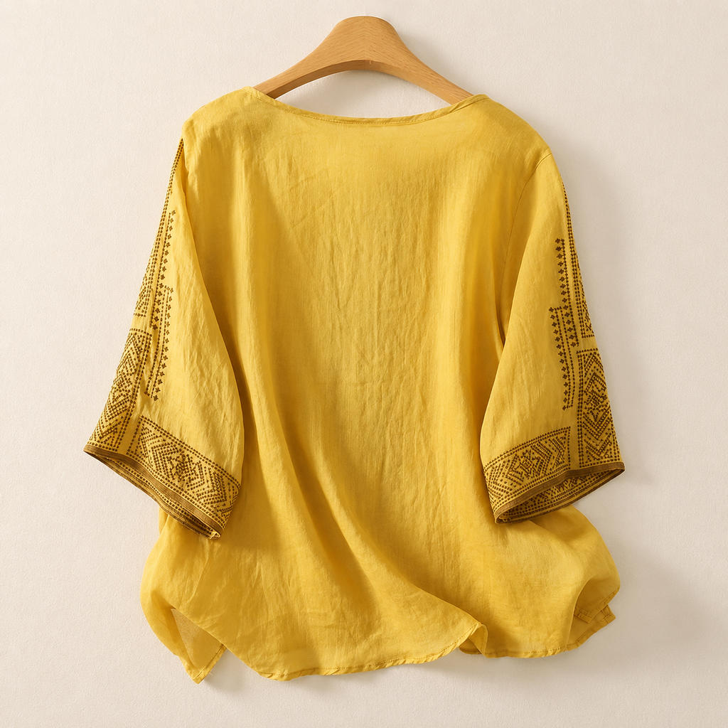 Céline · Blouse en Coton Lin Brodée