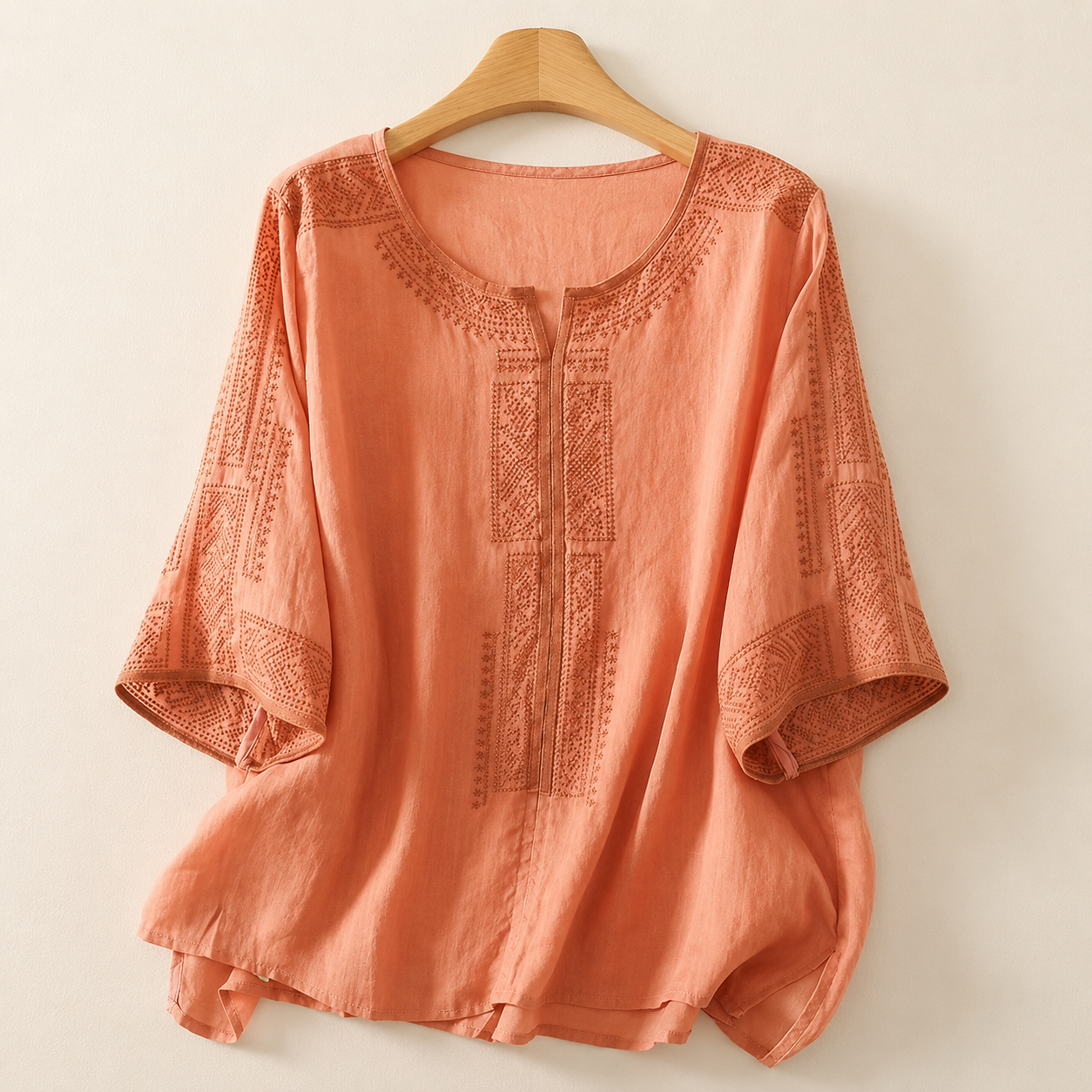 Céline · Blouse en Coton Lin Brodée