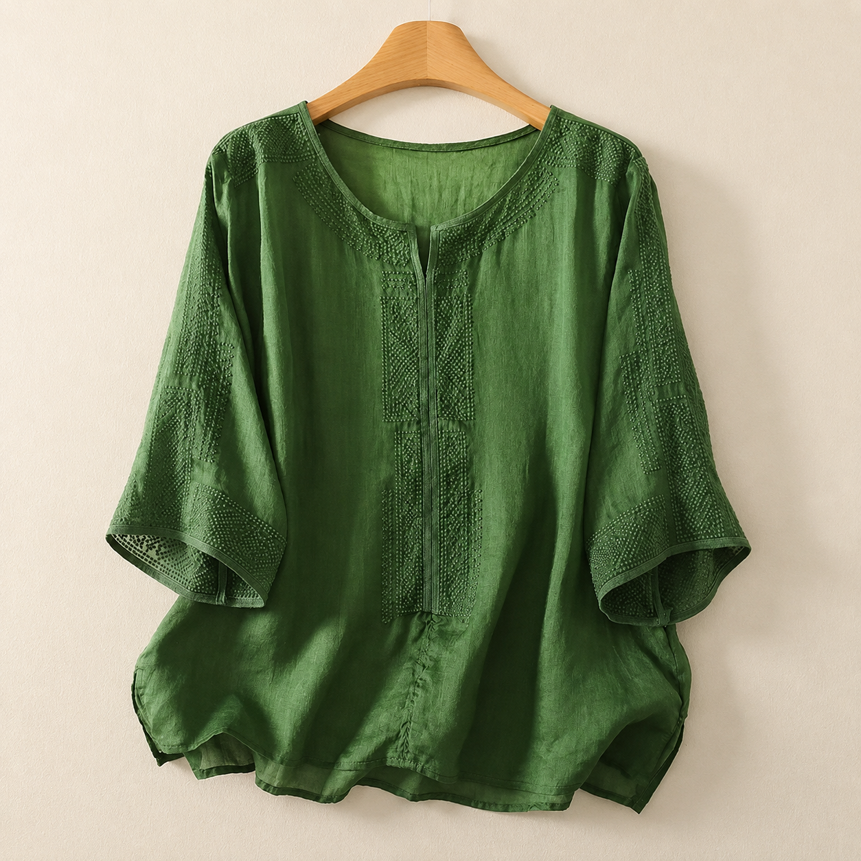 Céline · Blouse en Coton Lin Brodée