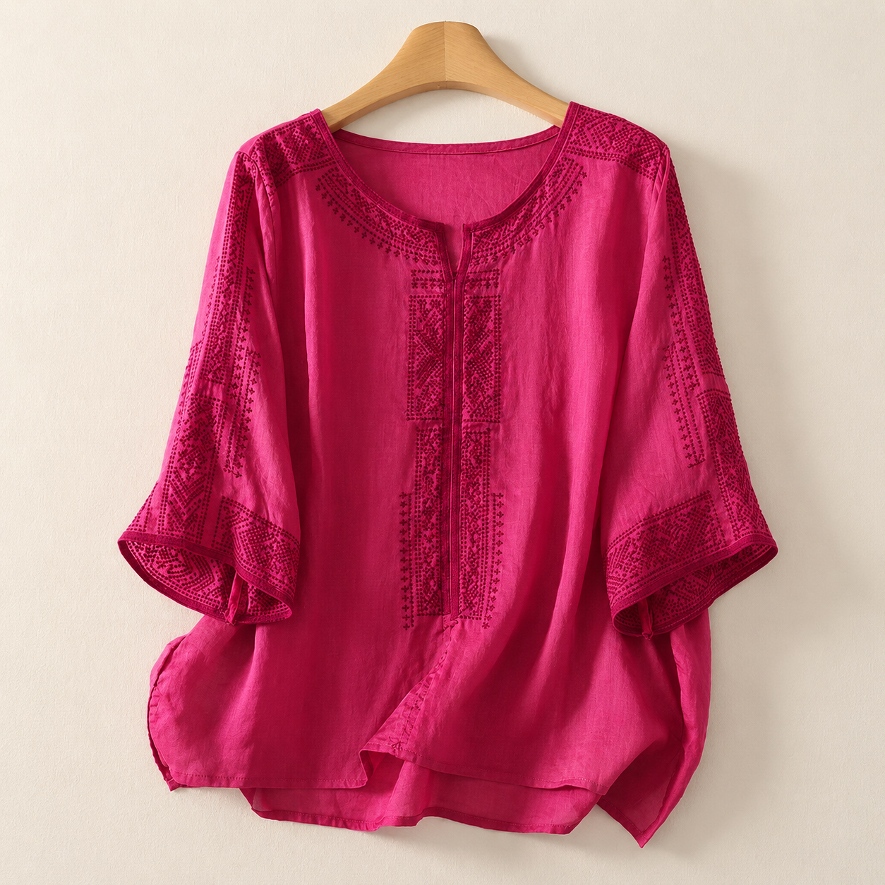 Céline · Blouse en Coton Lin Brodée
