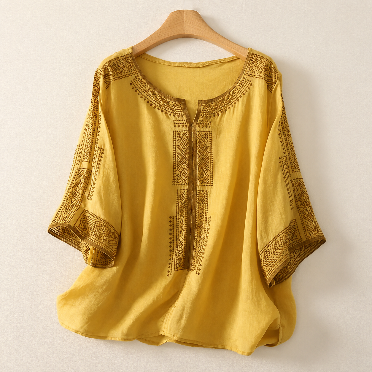 Céline · Blouse en Coton Lin Brodée