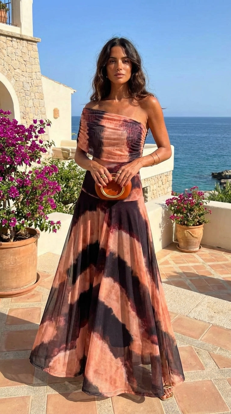 Toledo · Robe à Imprimé Orange et Marron