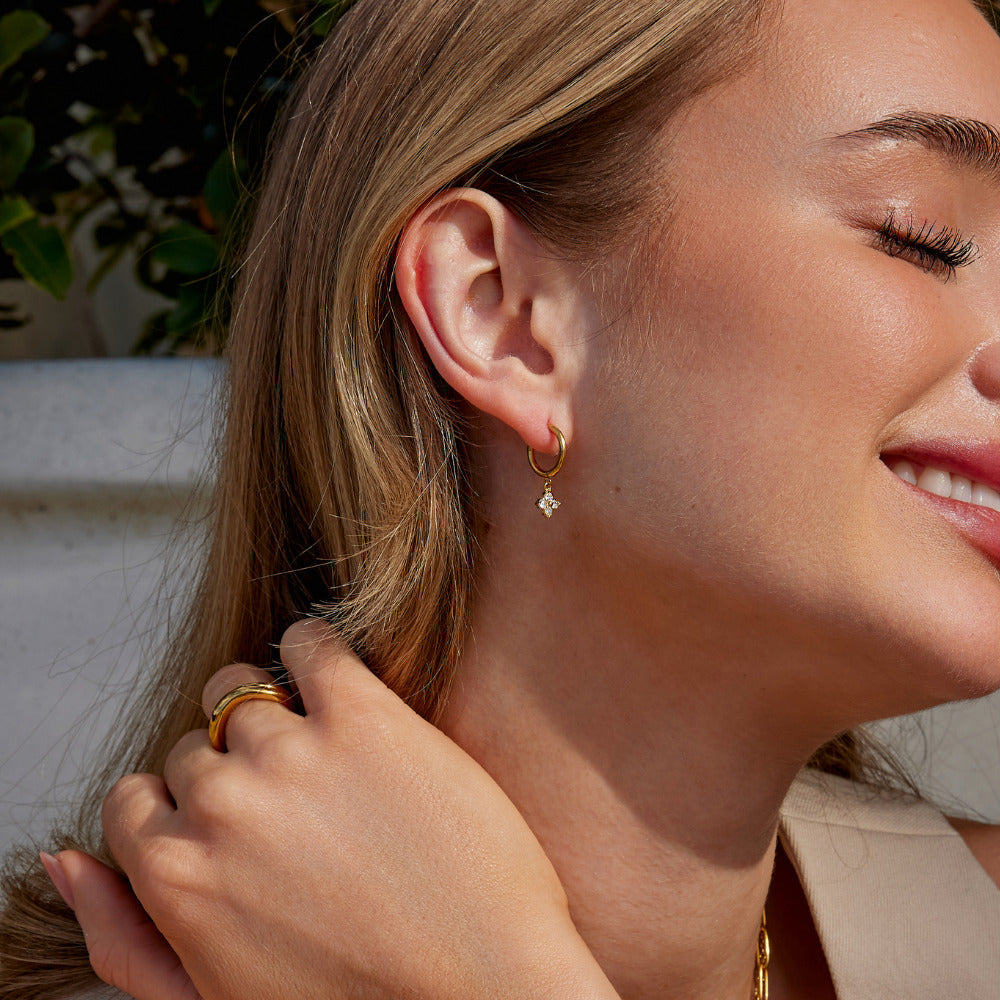 Boucles d'Oreilles Pendantes Trèfle en Cristal