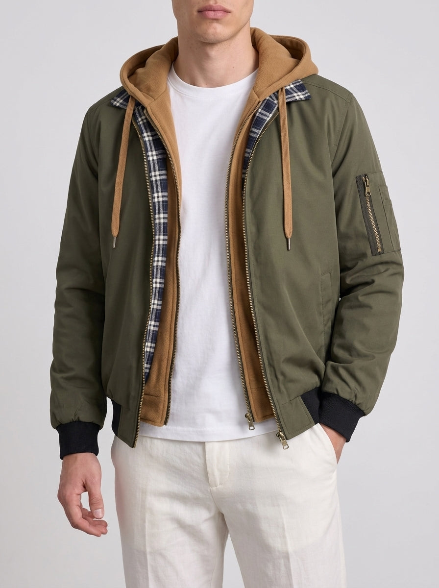 Bomber à Capuche Double Épaisseur