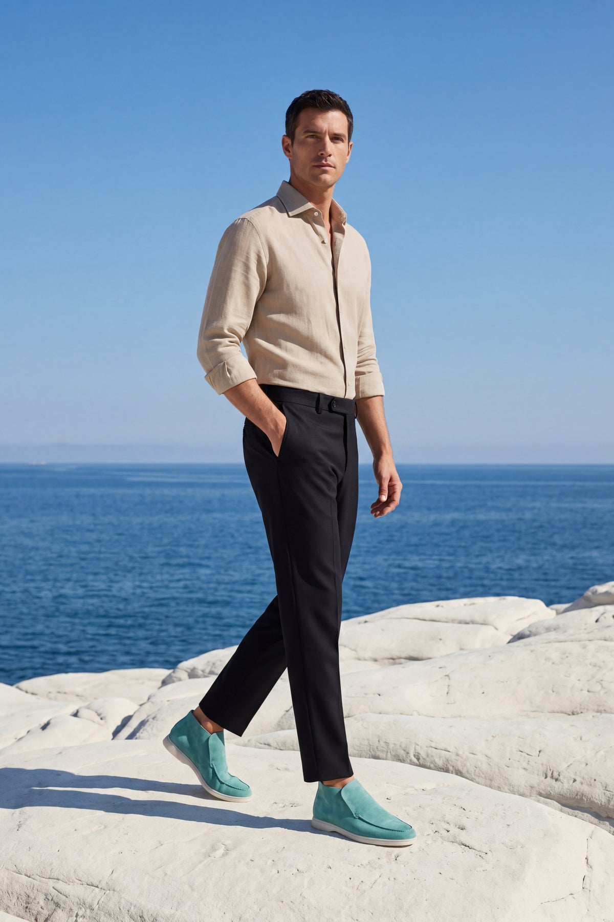 Mocassin Montant Capri Turquoise — vue arrière