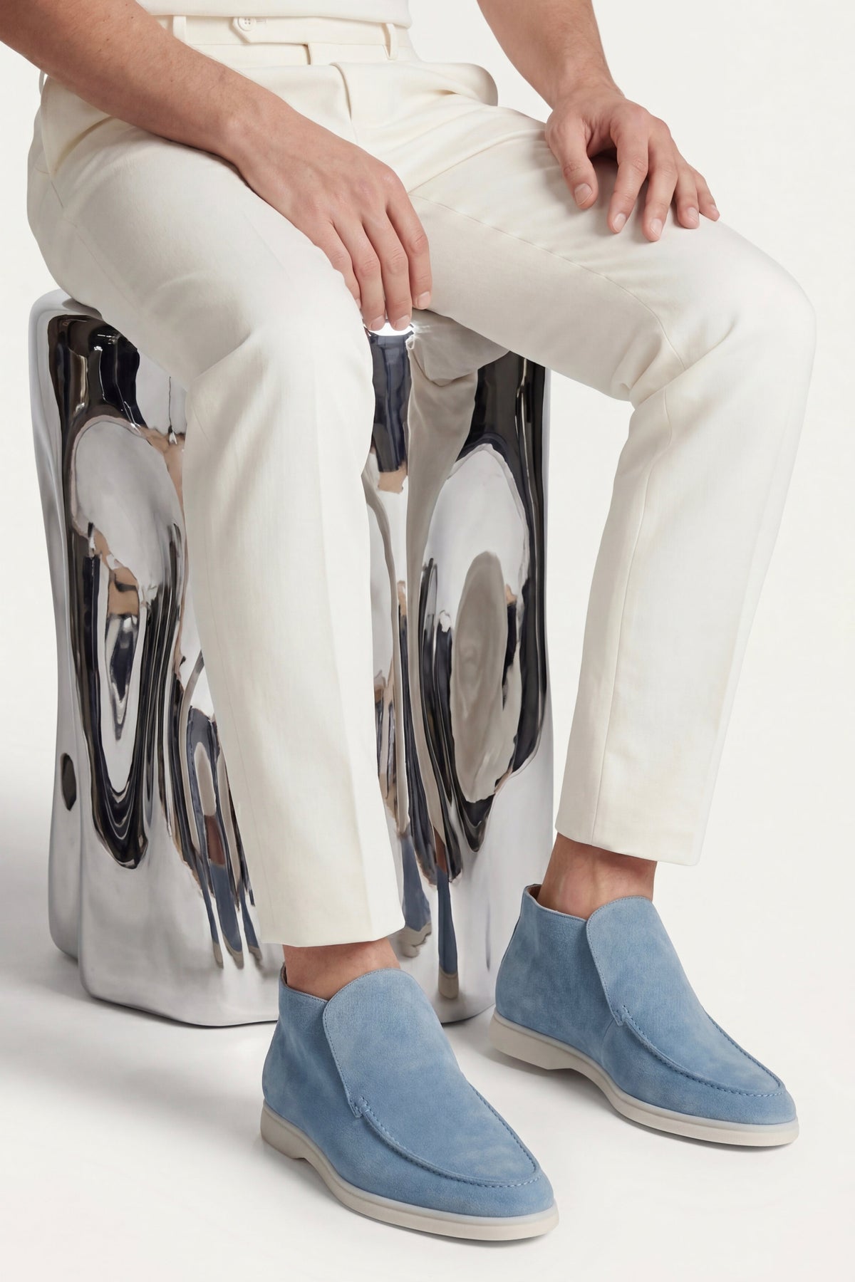 Mocassin Montant Capri Bleu Ciel — semelle
