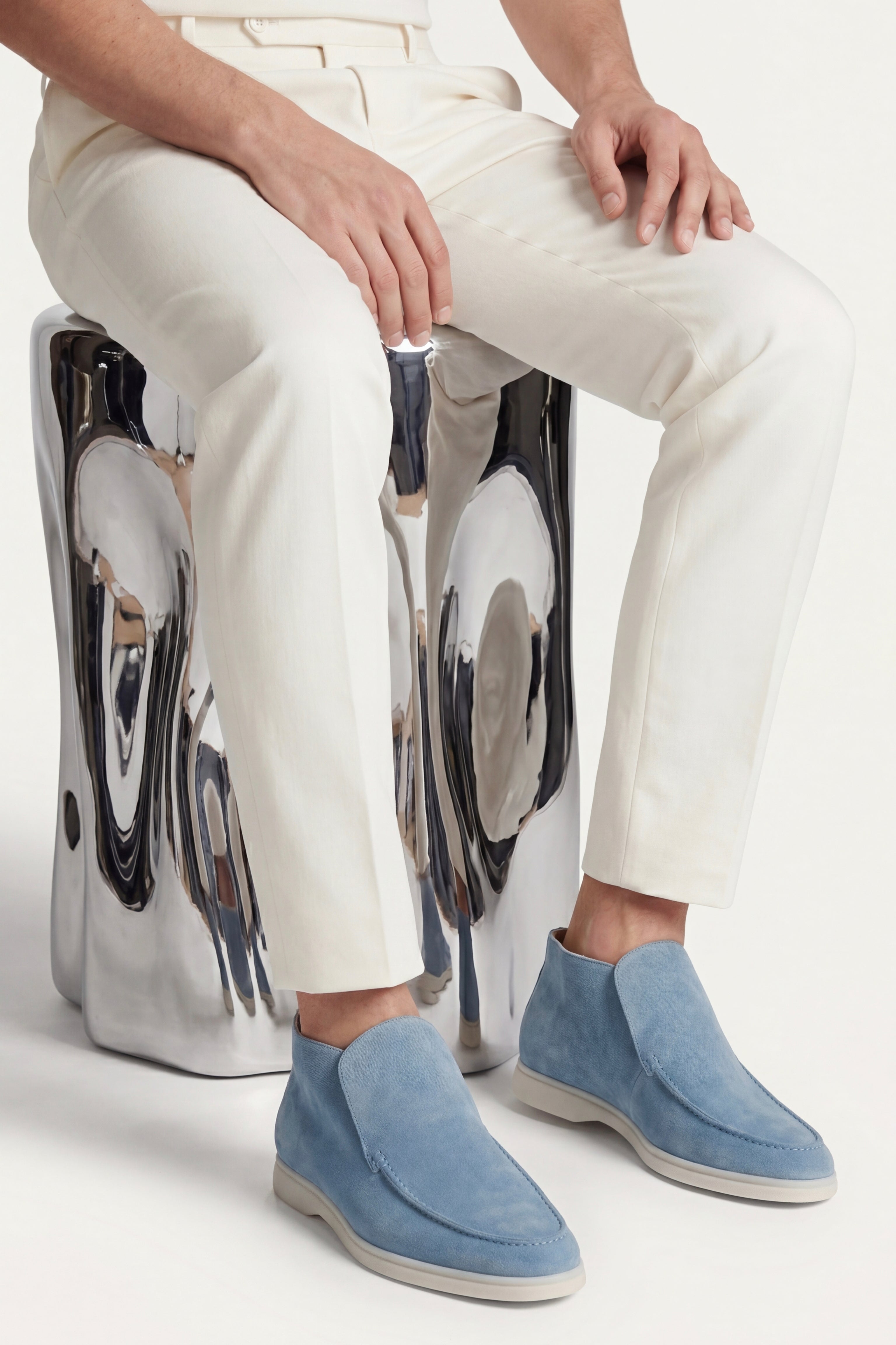 Mocassin Montant Capri Bleu Ciel — semelle