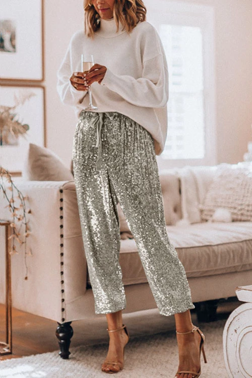 Pantalon de Soirée à Sequins, Style Jogging (SOLDE)
