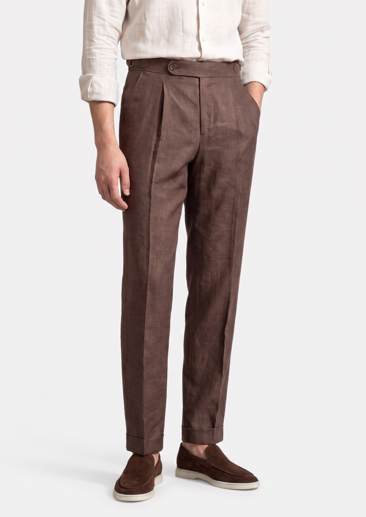Pantalon côtier à pinces Tuscany marron foncé