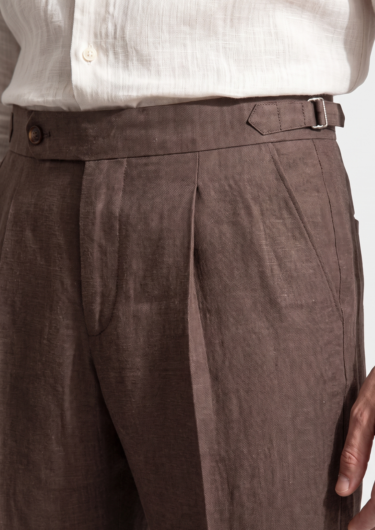 Pantalon côtier à pinces Tuscany marron foncé