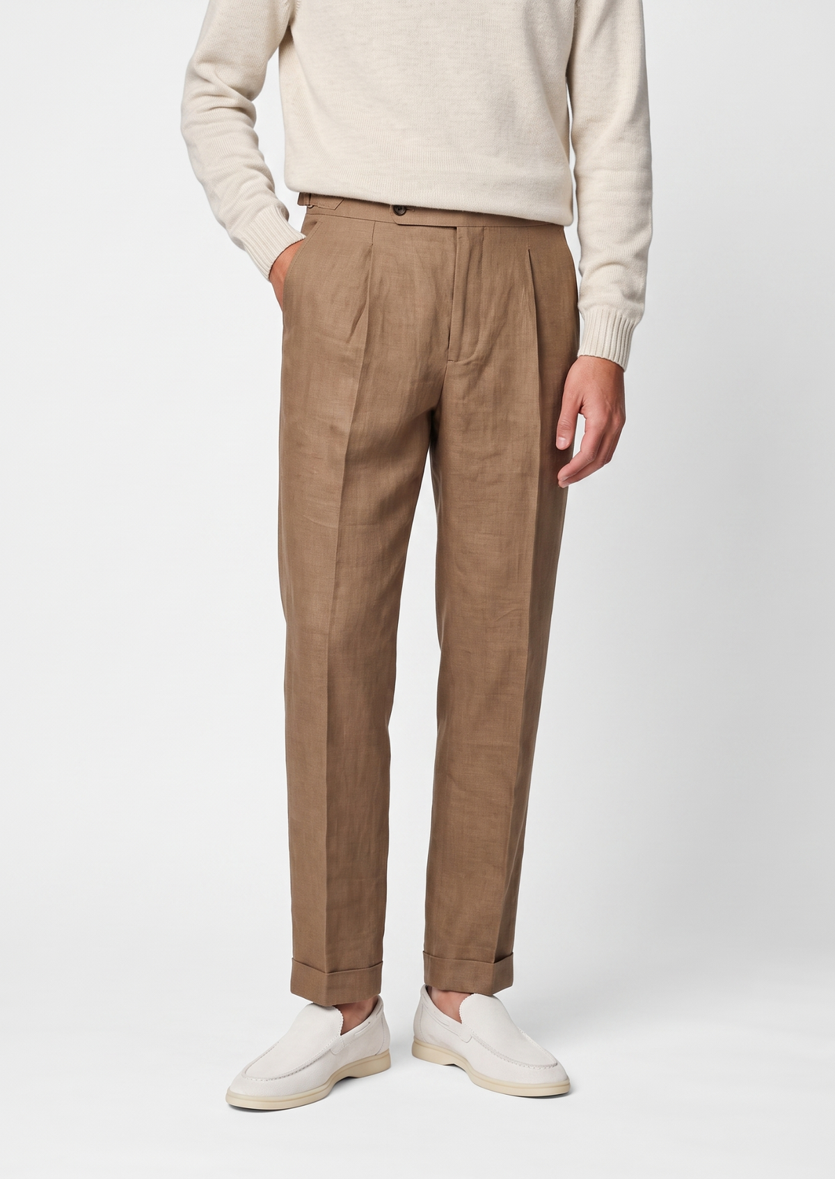 Pantalon côtier à pinces Tuscany caramel