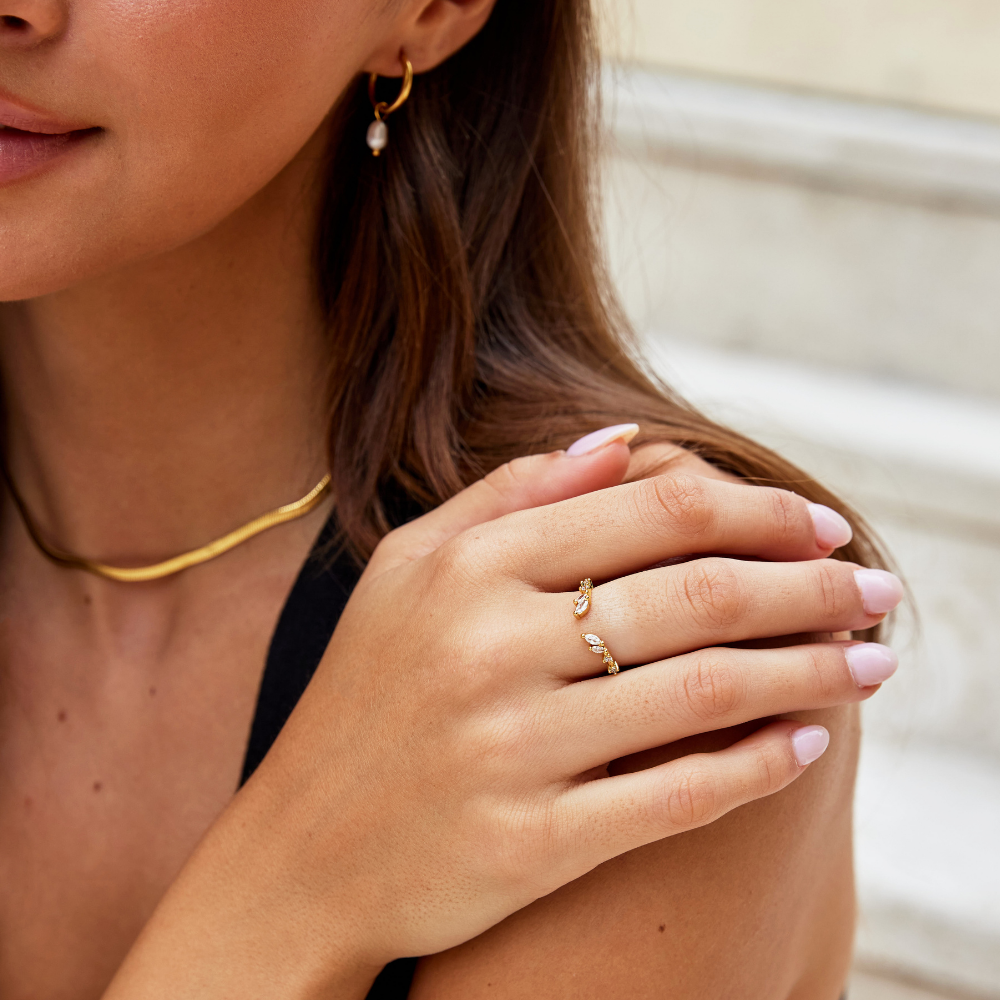 Bague Lily Vigne Cristal et Or