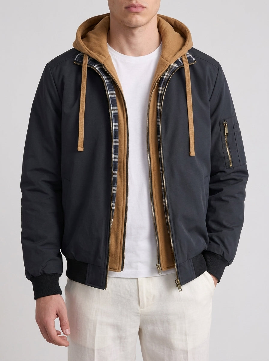 Bomber à Capuche Double Épaisseur