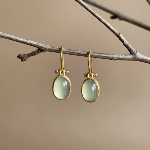Boucles d'oreilles vintage pierre de lune verte