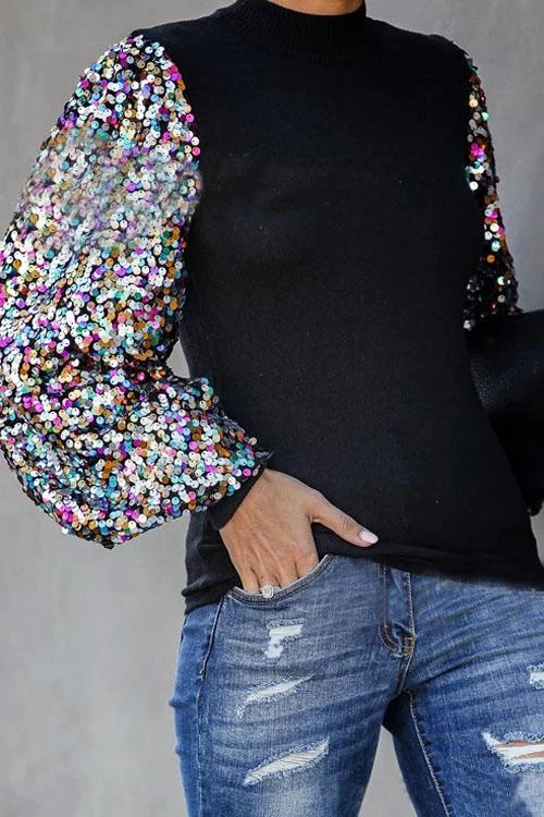 Chemisier Manches à Sequins Colorés