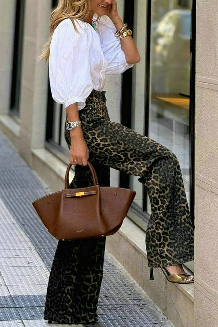 Ensemble Chemisier et Pantalon Léopard