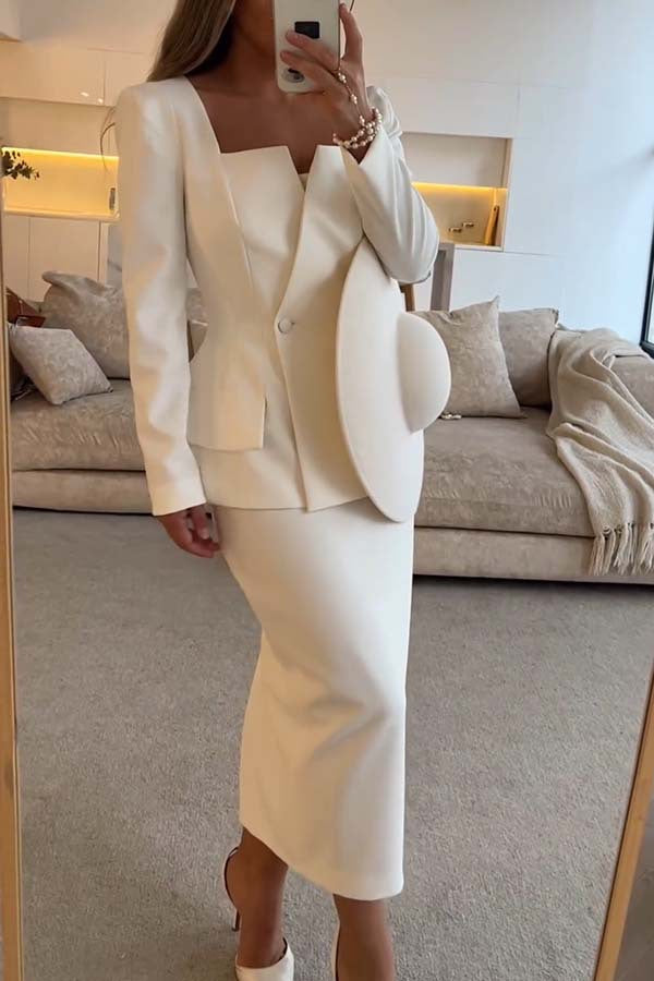 Tailleur Blazer 2 Boutons et Jupe, 2 Pièces