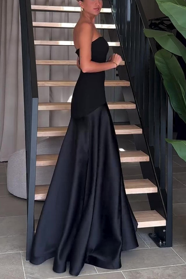 Robe Longue Bustier, Color Block