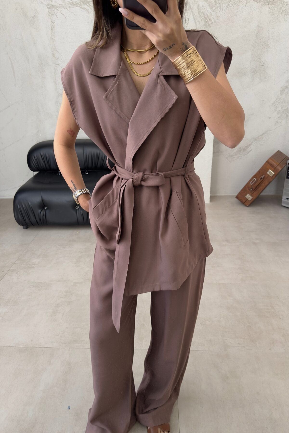 Ensemble Top à Bretelles Sans Manches et Pantalon