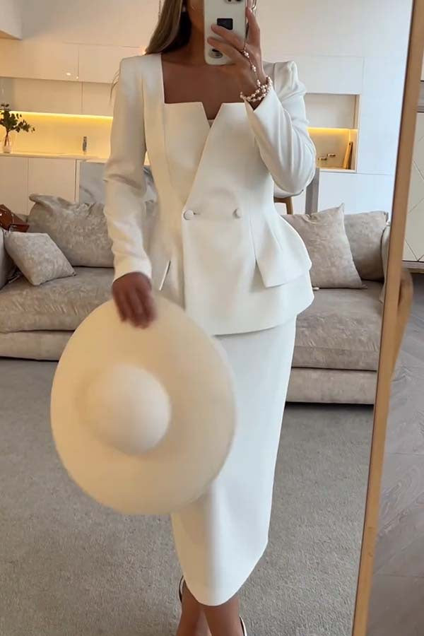 Tailleur Blazer 2 Boutons et Jupe, 2 Pièces