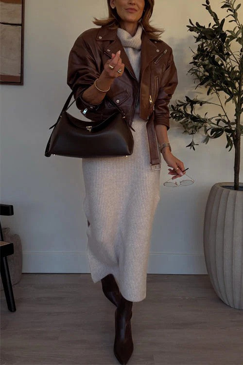 Ensemble Tricot Col Montant et Jupe