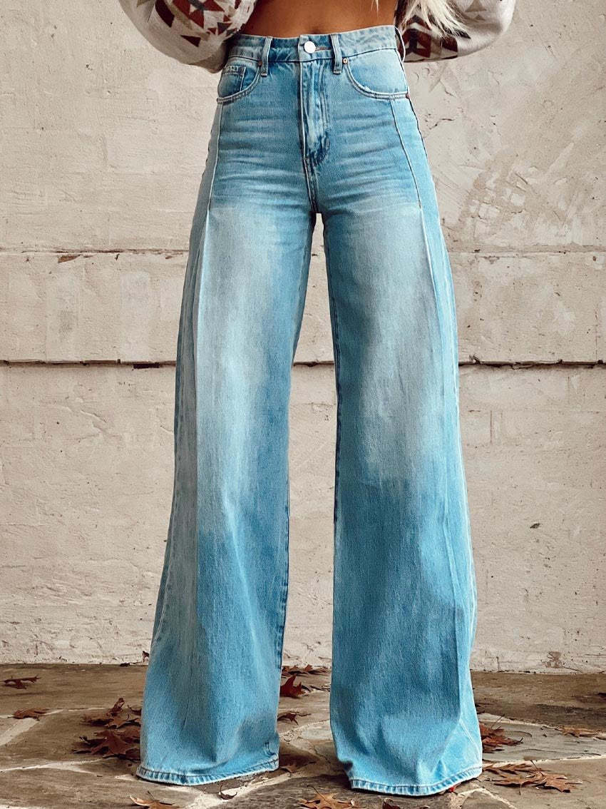 Pantalon Large Vintage, Effet Denim