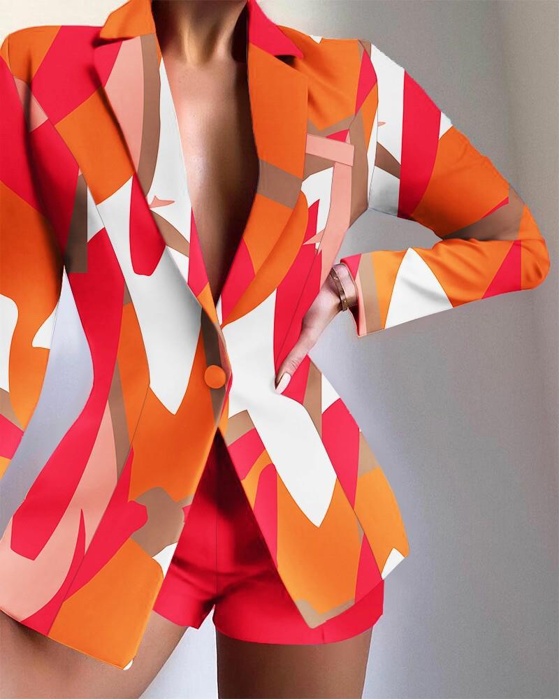 Ensemble Blazer Couleurs Vives et Pantalon, 2 Pièces