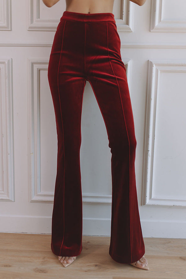 Tailleur Blazer en Velours à Revers et Pantalon Ample