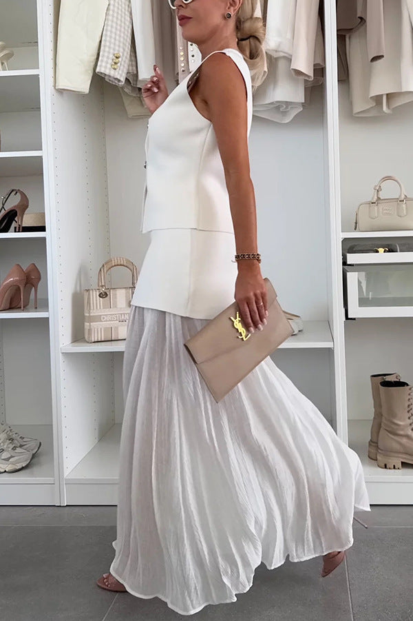 Ensemble Gilet Tendance et Jupe en Mousseline