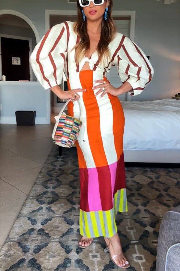 Robe Rayée Style Bohème Tendance