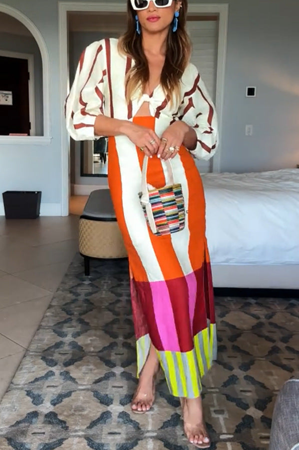 Robe Rayée Style Bohème Tendance