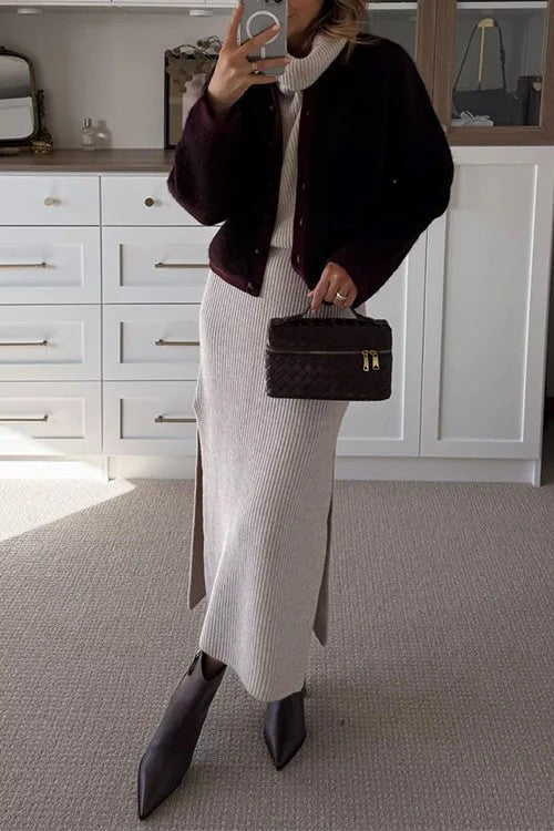 Ensemble Tricot Col Montant et Jupe