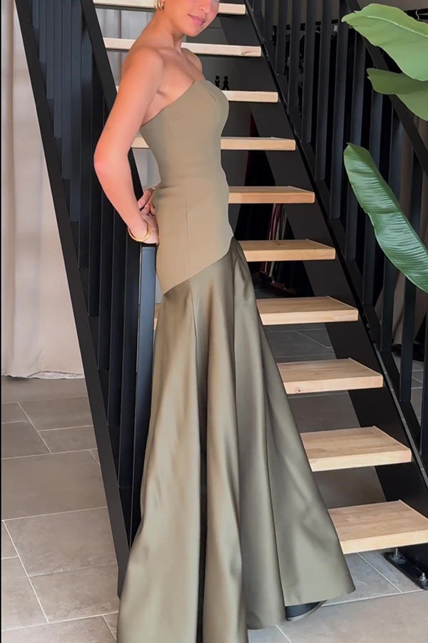 Robe Longue Bustier, Color Block
