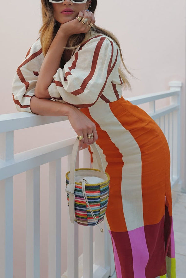 Robe Rayée Style Bohème Tendance