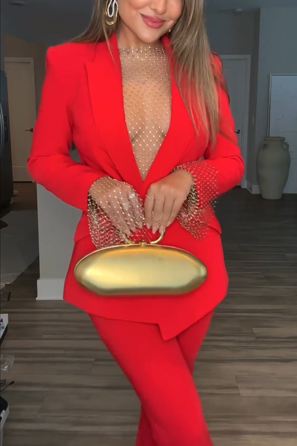 Ensemble Blazer Tendance et Pantalon, 2 Pièces