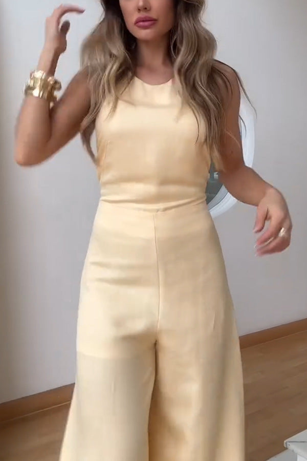 Ensemble Top Noué dans le Dos et Pantalon Large