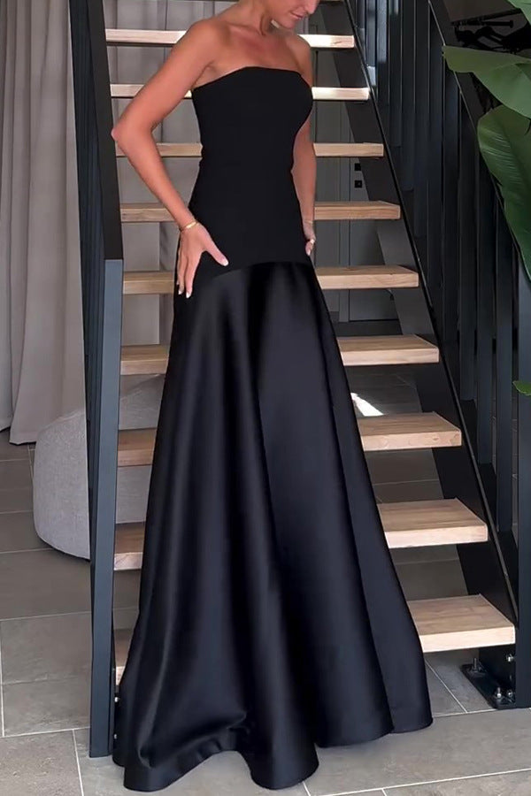 Robe Longue Bustier, Color Block
