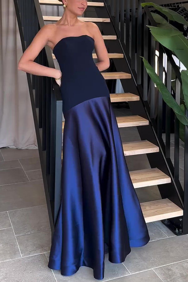 Robe Longue Bustier, Color Block