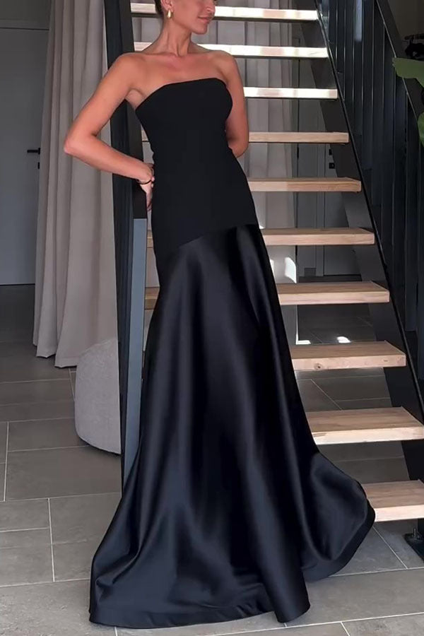 Robe Longue Bustier, Color Block