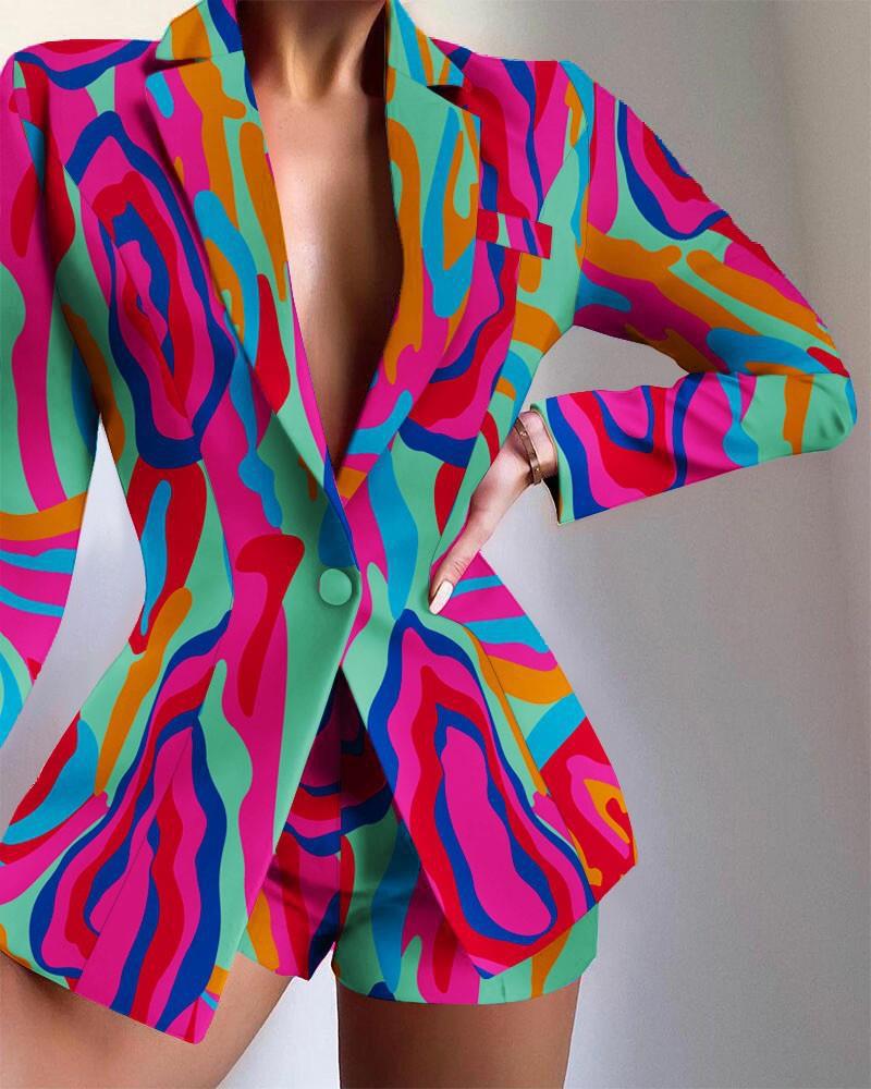 Ensemble Blazer Couleurs Vives et Pantalon, 2 Pièces