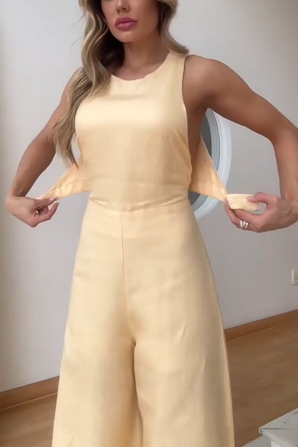 Ensemble Top Noué dans le Dos et Pantalon Large