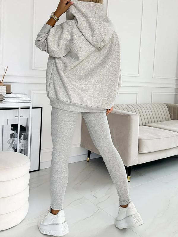 Ensemble Gilet, Sweat à Capuche et Pantalon Uni, 3 Pièces — 10 Coloris